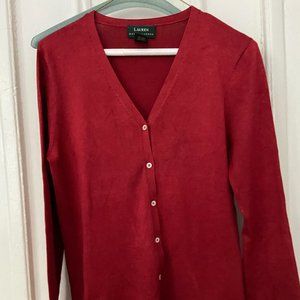 Ralph Lauren Silk Size M Deep Red Cardigan